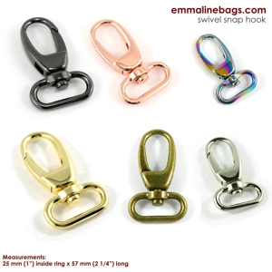Emmaline 1 inch 25mm Swivel Snap Hook - Pack of 2