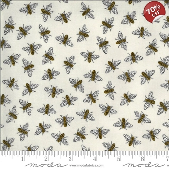 REMNANT - Deb Strain - Bee Grateful - Buzz - Dove Grey - Fat Quarter