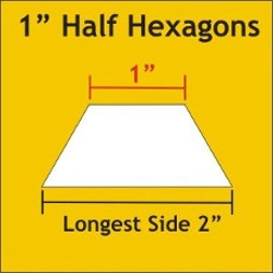 Paper Pieces - 1 inch Half Hexagons - Pack of 75