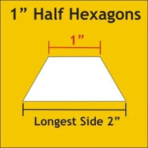 Paper Pieces - 1 inch Half Hexagons - Pack of 75