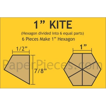 Paper Pieces - 1 inch Hexagon Kites - Pack of 120