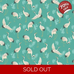 REMNANT - Makower - Michiko - Cranes - Turquoise - 29cm