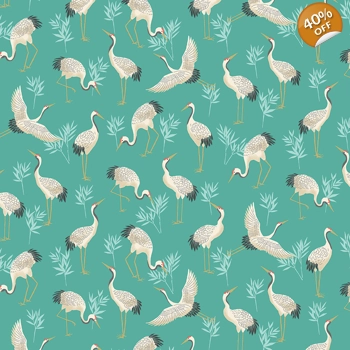 Makower - Michiko - Cranes - Turquoise
