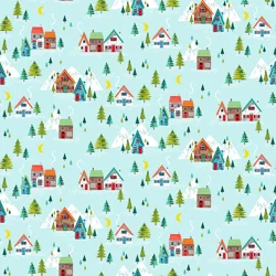 REMNANT - Makower - Santa Express - Scenic - Turquoise - 77cm