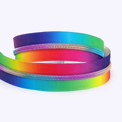 Rainbow Nylon Zipper Tape #5 - Rainbow Teeth - by the Metre