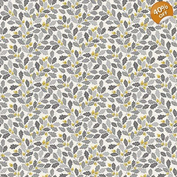 Makower - Heather and Sage - Oak Leaf - Grey