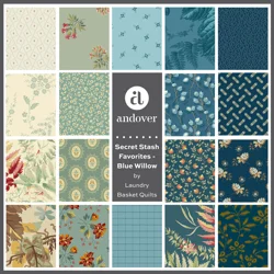 Laundry Basket Quilts - Blue Willow - Fat Eighth Bundle x 30