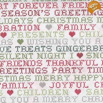 BasicGrey - Hustle & Bustle - Cross Stitch Words - Blizzard