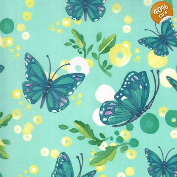 Moda - Robin Pickens - Cottage Bleu - Butterflies - Dewdrop