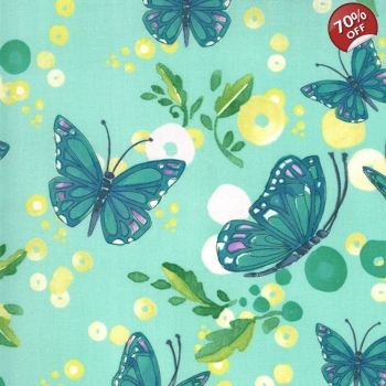 Moda - Robin Pickens - Cottage Bleu - Butterflies - Dewdrop