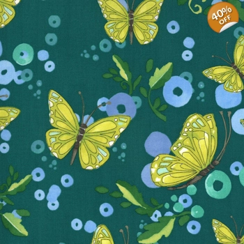 Moda - Robin Pickens - Cottage Bleu - Butterflies - Pond