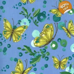 Moda - Robin Pickens - Cottage Bleu - Butterflies - Sky