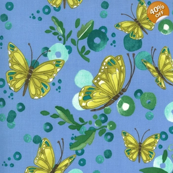 Moda - Robin Pickens - Cottage Bleu - Butterflies - Sky