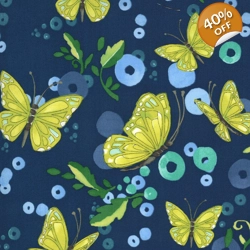 Moda - Robin Pickens - Cottage Bleu - Butterflies - Midnight