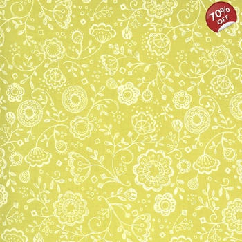 REMNANT - Moda - Robin Pickens - Cottage Bleu - Floral - Sunlit - Cream - 50cm