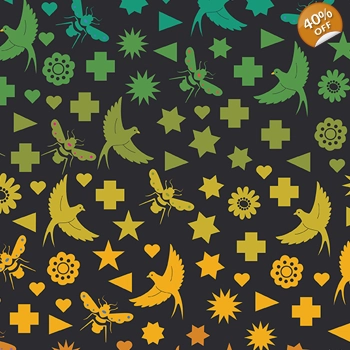 REMNANT - Alison Glass - Art Theory - Seventy Six Bird & Bee - Night - 28cm