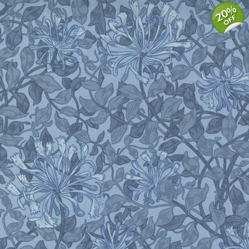 Barbara Brackman - Best of Morris - Honeysuckle - Light Blue