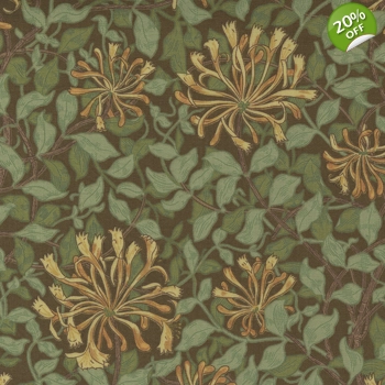 Barbara Brackman - Best of Morris - Honeysuckle - Brown