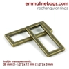 Emmaline 1.5 inch 38mm Flat Rectangular Ring - Pack of 4