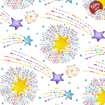 REMNANT - Debi Hron - Stay Wild Moon Child - Shooting Stars - White - 54cm