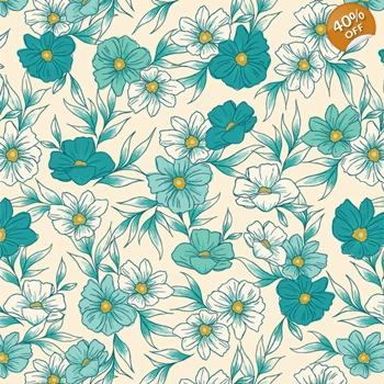 Art Gallery Fabrics - Bloomcore - Tinted Blooms - Lagoon