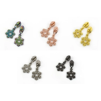 Zipper Pull #5 for Nylon Zipper - Snowflake - Pack of 2