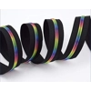 Black/White Nylon Zipper Tape #5 - Rainbow Teeth - by the Metre
