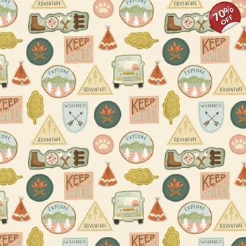 REMNANT - Dashwood Studio - Ramble & Bramble - Cedar Camp - Badges - Fat Quarter