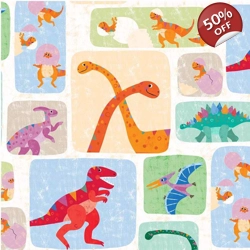 Michael Miller - Liza Lewis - Rainbow Dino - Dino Patch - Ivory