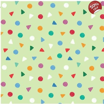 REMNANT - Michael Miller - Liza Lewis - Rainbow Dino - Dino Geo - Green - 53cm