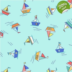 Michael Miller - Make a Splash - Row Boats - Aqua