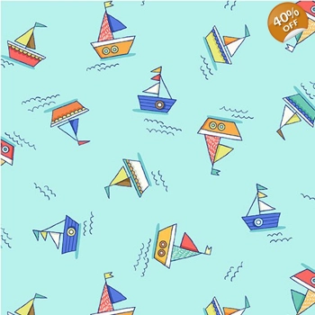 Michael Miller - Make a Splash - Row Boats - Aqua