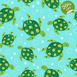 REMNANT - Michael Miller - Under the Sea -Turtley Awesome - Water - Fat Quarter