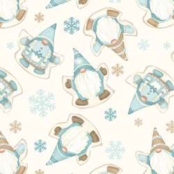 Henry Glass - I Love Sn'Gnomies Flannel - Gnome Snow Angels - Cream