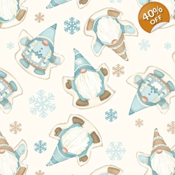 Henry Glass - I Love Sn'Gnomies Flannel - Gnome Snow Angels - Cream