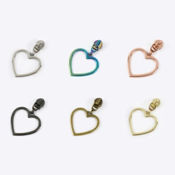 Zipper Pull #5 for Nylon Zipper - Heart - Pack of 2