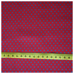 Polka Dot Cotton Poplin - Blue spots on Red
