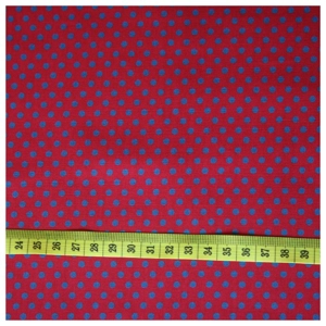 Polka Dot Cotton Poplin - Blue spots on Red