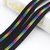 Black/White Nylon Zipper Tape #5 - Rainbow Teeth - by the Metre