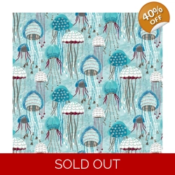 REMNANT - Michael Miller - Fanciful Sealife - Jolly Jellyfish - Aqua - 55cm