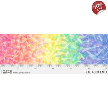 REMNANT - P&B Textiles - Fire & Ice - Broken Glass Ombre - Pastel Rainbow - 58cm