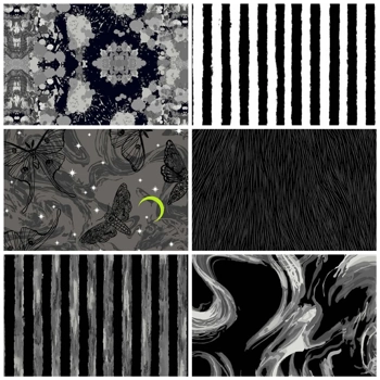 Libs Elliott - Phantasm - Fat Quarter Bundle - Monochrome x 6
