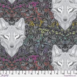 Tula Pink - Graywork - Wolf of Pink Street - Carbon