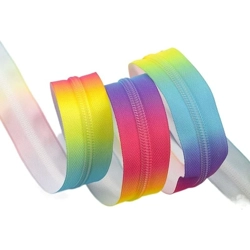 Rainbow Nylon Zipper Tape #5 - Matching Rainbow Teeth - by the Metre