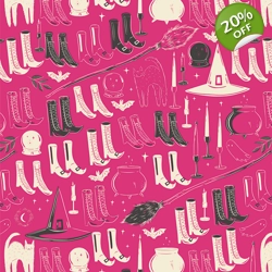 Art Gallery Fabrics - Sweet n Spookier - Witches Wardrobe - Berry