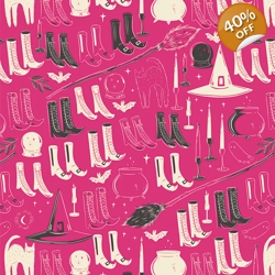 REMNANT - Art Gallery Fabrics - Sweet n Spookier - Witches Wardrobe - Berry - 31cm