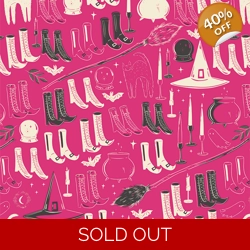 REMNANT - Art Gallery Fabrics - Sweet n Spookier - Witches Wardrobe - Berry - 31cm