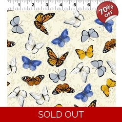 REMNANT - Sue Zipkin - Sunny Fields - Butterflies - Cream - 80cm