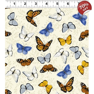 Sue Zipkin - Sunny Fields - Butterflies - Cream