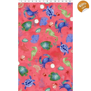 Clothworks - Sue Zipkin - Sanibel - Sealife - Raspberry